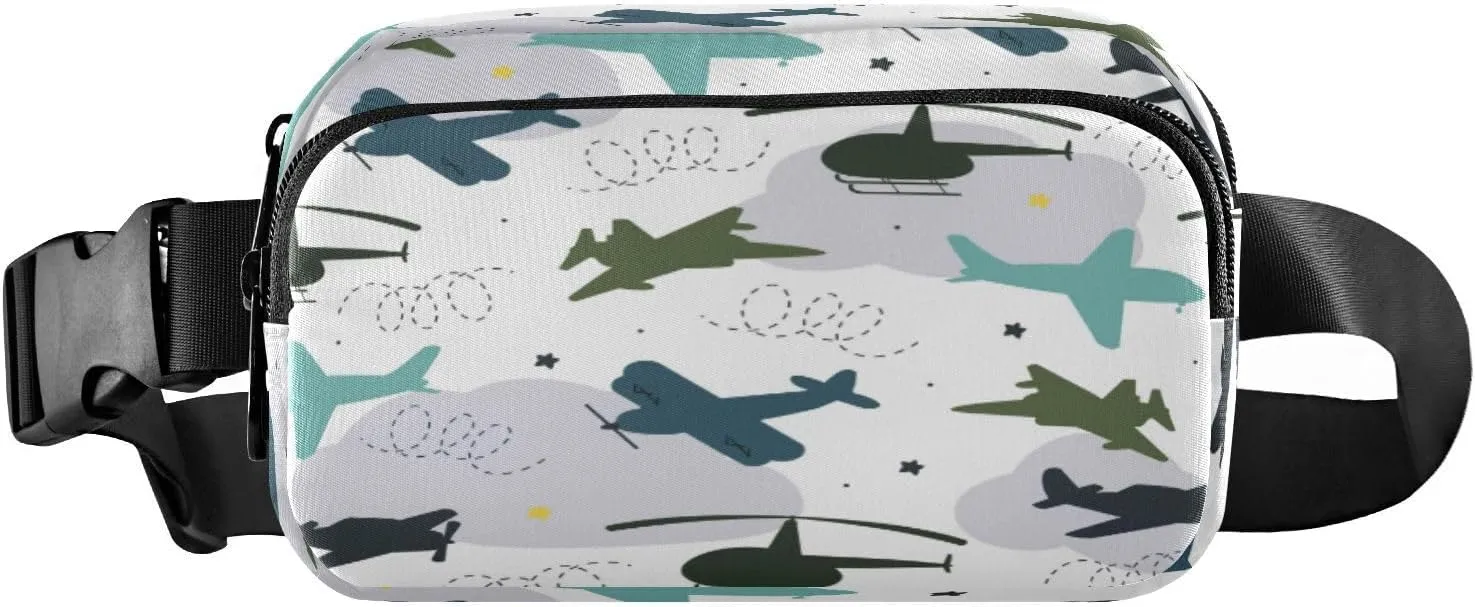 Fanny Packs for Women Men Helicopter Stars Airliner Belt Bag Waist Pouch Packs Crossbody Bag Running Hiking Fanny Pack Gifts for Girls Boys