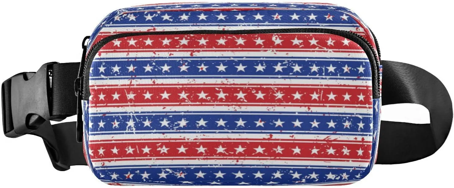 Fanny Packs for Women Men Independence Memorial Day Belt Bag Waist Pouch Packs Patriotic Crossbody Bag Running Hiking Fanny Pack Gifts for Girls Boys