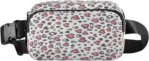 Fanny Packs for Women Men Leopard Jaguar Pink Heart Belt Bag Waist Pouch Packs Crossbody Bag Running Hiking Fanny Pack Gifts for Girls Boys