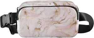 Fanny Packs for Women Men Marble Pink Golden Belt Bag Waist Pouch Packs Crossbody Bag Running Hiking Fanny Pack Gifts for Girls Boys