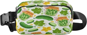 Fanny Packs for Women Men Pickled Cucumbers Belt Bag Waist Pouch Packs Floral Leaves Crossbody Bag Running Hiking Fanny Pack Gifts for Girls Boys