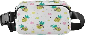 Fanny Packs for Women Men Pineapples Belt Bag Waist Pouch Packs Tropical Flowers Crossbody Bag Running Hiking Fanny Pack Gifts for Girls Boys