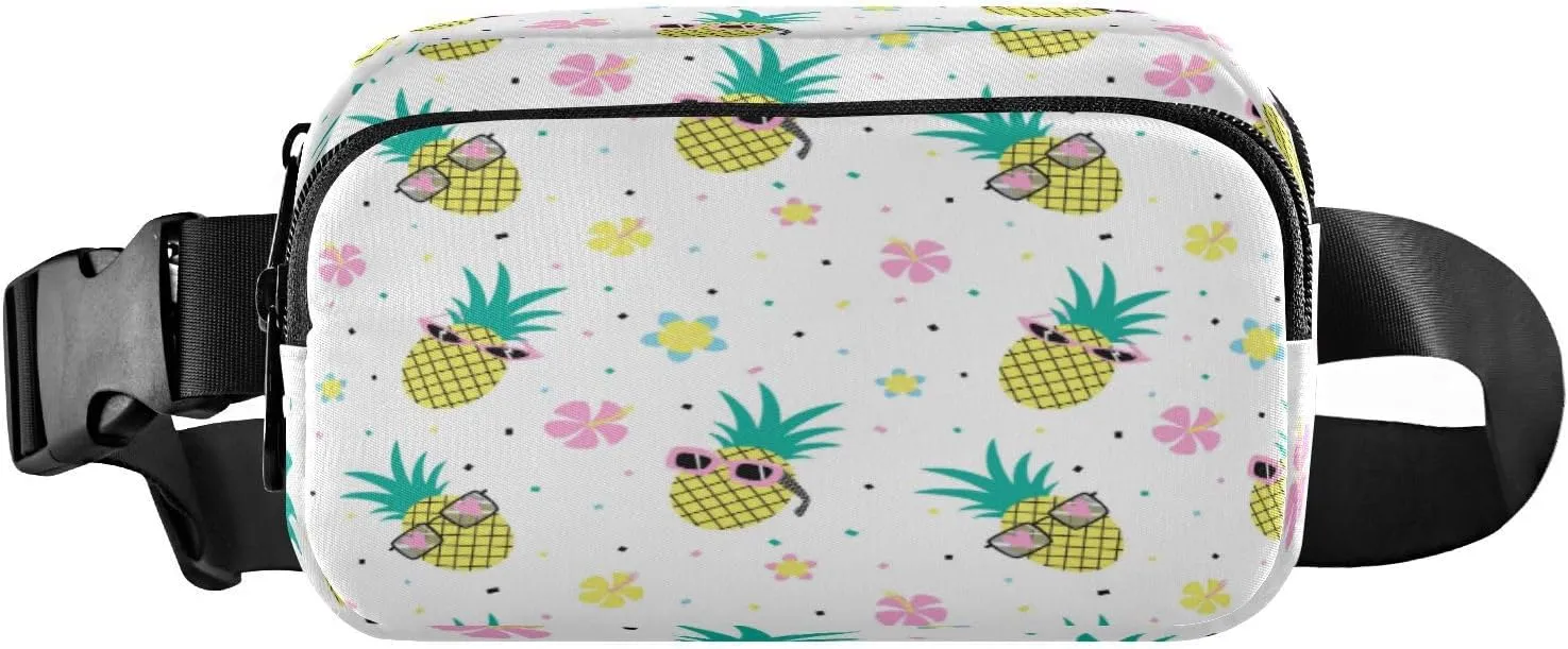 Fanny Packs for Women Men Pineapples Belt Bag Waist Pouch Packs Tropical Flowers Crossbody Bag Running Hiking Fanny Pack Gifts for Girls Boys
