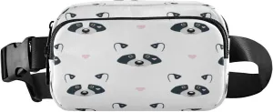 Fanny Packs for Women Men Pink Hearts Raccoon Belt Bag Waist Pouch Packs Crossbody Bag Running Hiking Fanny Pack Gifts for Girls Boys