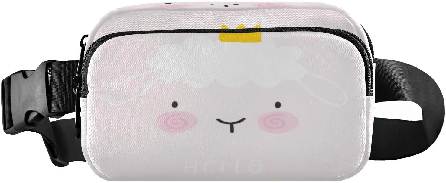 Fanny Packs for Women Men Pink Sheep Lamb Belt Bag Waist Pouch Packs Crossbody Bag Running Hiking Fanny Pack Gifts for Girls Boys