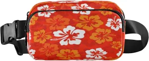 Fanny Packs for Women Men Red Yellow Hibiscus Flowers Belt Bag Waist Pouch Packs Crossbody Bag Running Hiking Fanny Pack Gifts for Girls Boys