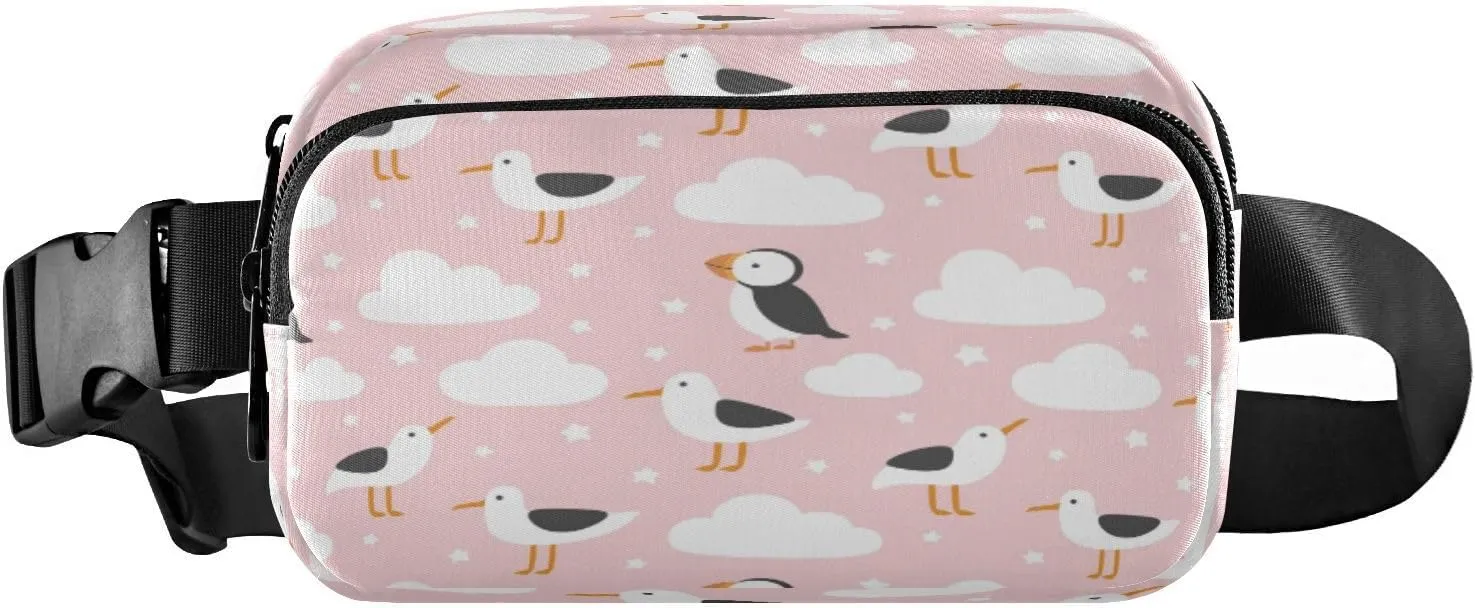 Fanny Packs for Women Men Seagulls Puffin Cloud Belt Bag Waist Pouch Packs Crossbody Bag Running Hiking Fanny Pack Gifts for Girls Boys