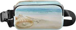 Fanny Packs for Women Men Summer Shell Pearl Starfish Belt Bag Waist Pouch Packs Beach Crossbody Bag Running Hiking Fanny Pack Gifts for Girls Boys