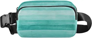 Fanny Packs for Women Men Turquoise Green Painted Wood Belt Bag Waist Pouch Packs Teal Wooden Crossbody Bag Running Hiking Fanny Pack Gifts for Girls Boys