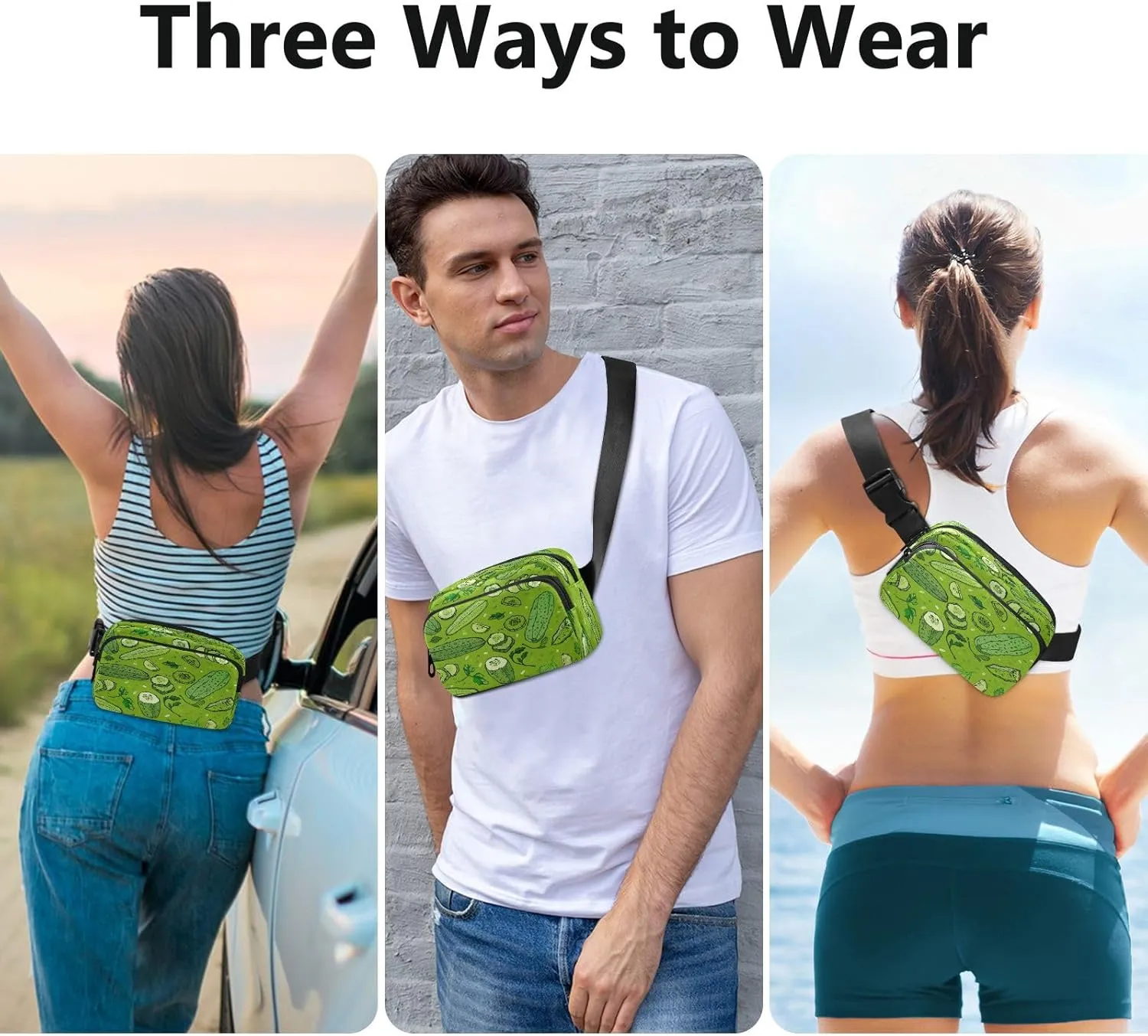 Fanny Packs for Women Men Vegetables Spices Cucumber Parsley Belt Bag Waist Pouch Packs Crossbody Bag Running Hiking Fanny Pack Gifts for Girls Boys