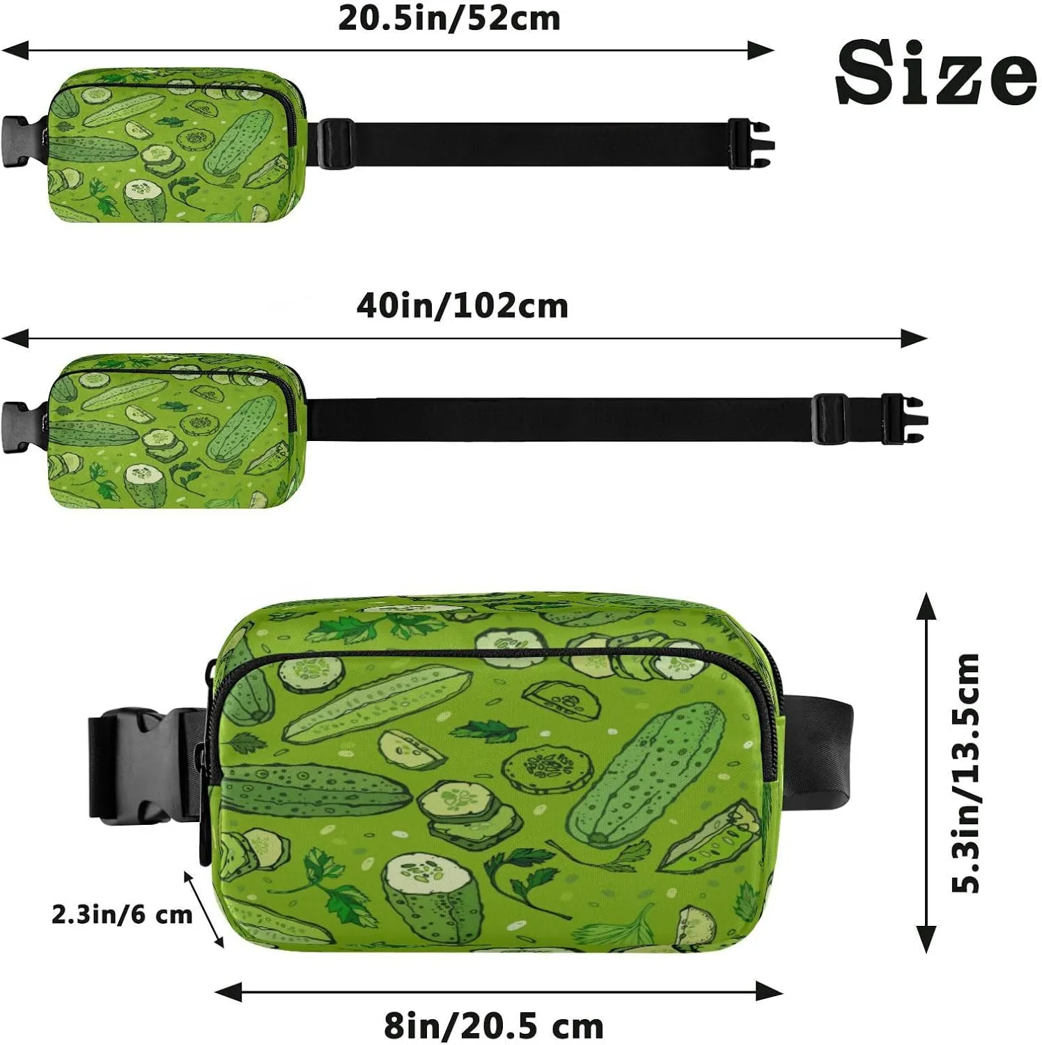 Fanny Packs for Women Men Vegetables Spices Cucumber Parsley Belt Bag Waist Pouch Packs Crossbody Bag Running Hiking Fanny Pack Gifts for Girls Boys