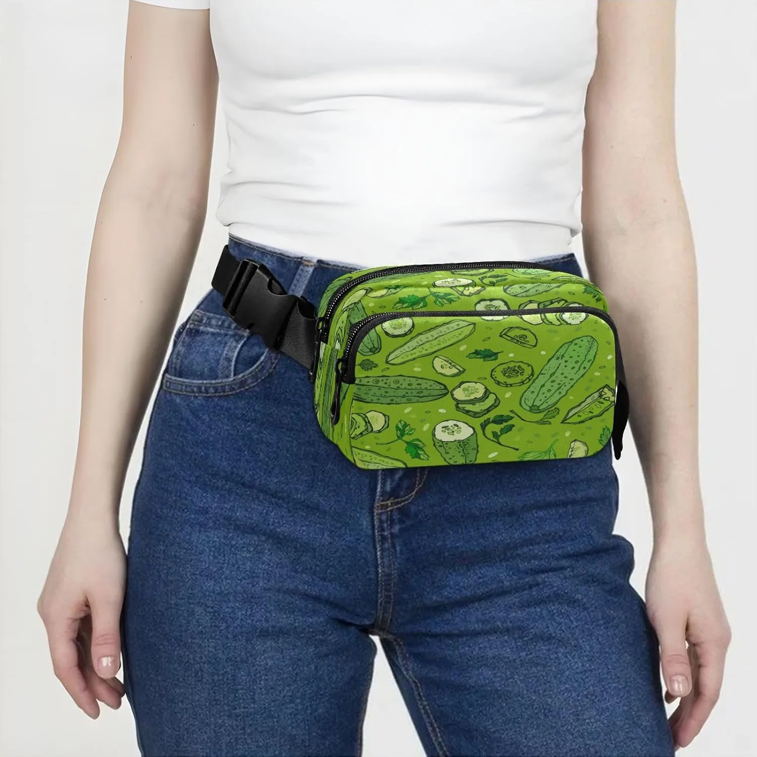 Fanny Packs for Women Men Vegetables Spices Cucumber Parsley Belt Bag Waist Pouch Packs Crossbody Bag Running Hiking Fanny Pack Gifts for Girls Boys