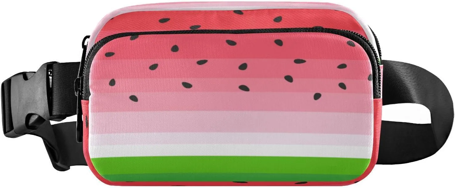 Fanny Packs for Women Men Watermelon Black Seeds Belt Bag Waist Pouch Packs Summer Fruits Crossbody Bag Running Hiking Fanny Pack Gifts for Girls Boys