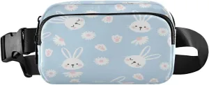Fanny Packs for Women Men White Rabbit Daisy Belt Bag Waist Pouch Packs Crossbody Bag Running Hiking Fanny Pack Gifts for Girls Boys
