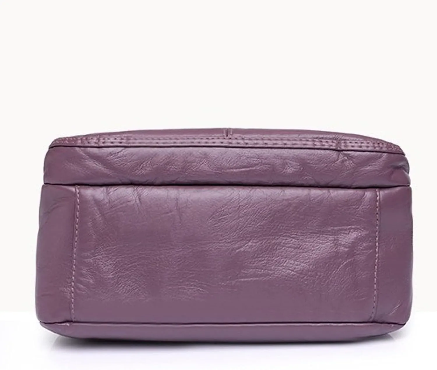 Fashion Casual Women's Retro Soft Leather Zipper Double Pocket Shoulder Messenger Bag Rustic Shoulder (Purple, One Size)