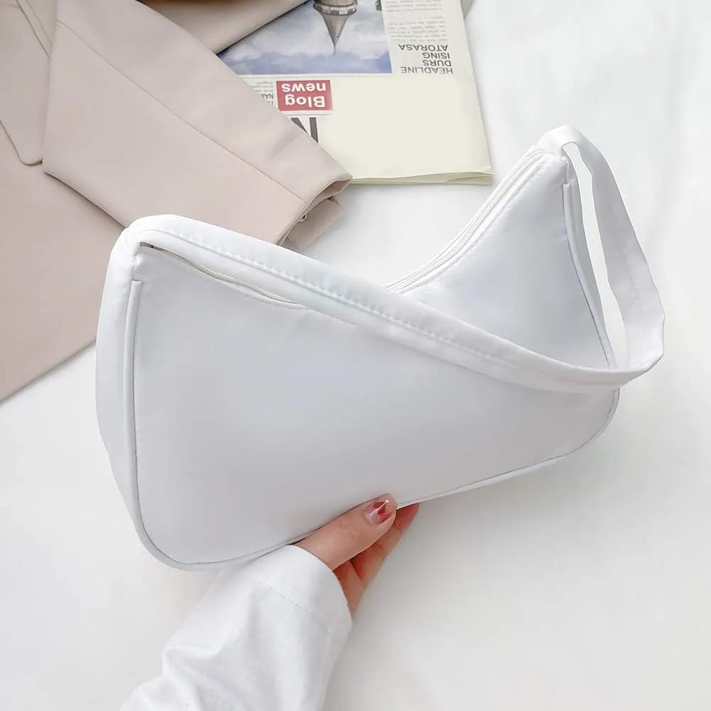 Fashion Solid Color Underarm Bag Nylon Hobos Bag Women Zipper Shoulder Bag