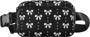 Fashion Waist Pack Crossbody Bags for Women Men with Adjustable Strap, Bow and Polka Dot Crossbody Fanny Packs Mini Chest Belt Bag for Run Travel Outdoor Cycling Hiking