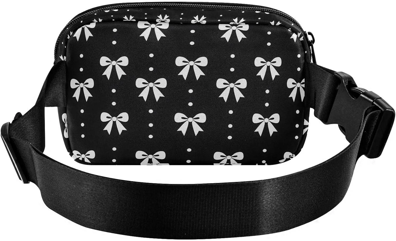 Fashion Waist Pack Crossbody Bags for Women Men with Adjustable Strap, Bow and Polka Dot Crossbody Fanny Packs Mini Chest Belt Bag for Run Travel Outdoor Cycling Hiking
