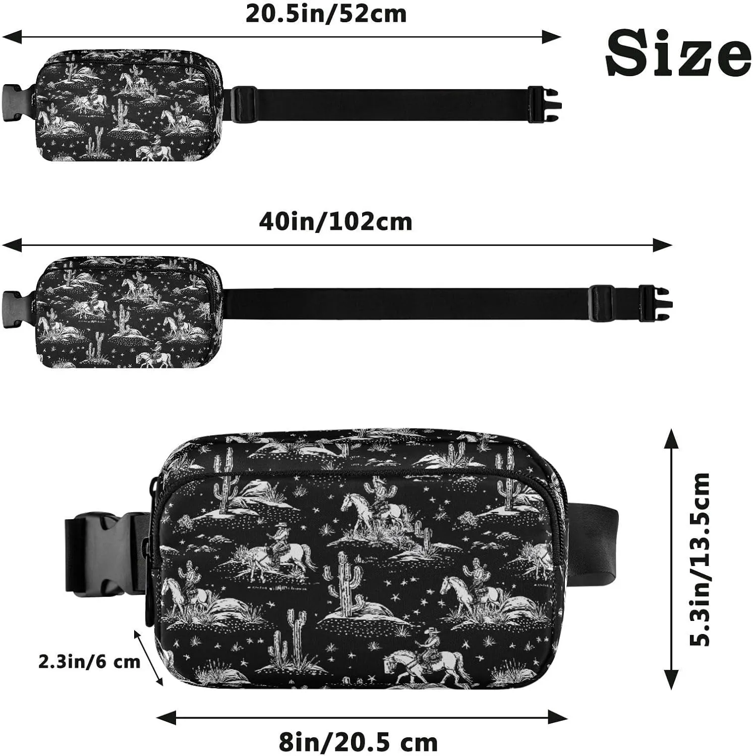 Fashion Waist Pack Crossbody Bags for Women Men with Adjustable Strap, Cowboy Horse Crossbody Fanny Packs Mini Chest Belt Bag for Run Travel Outdoor Cycling Hiking