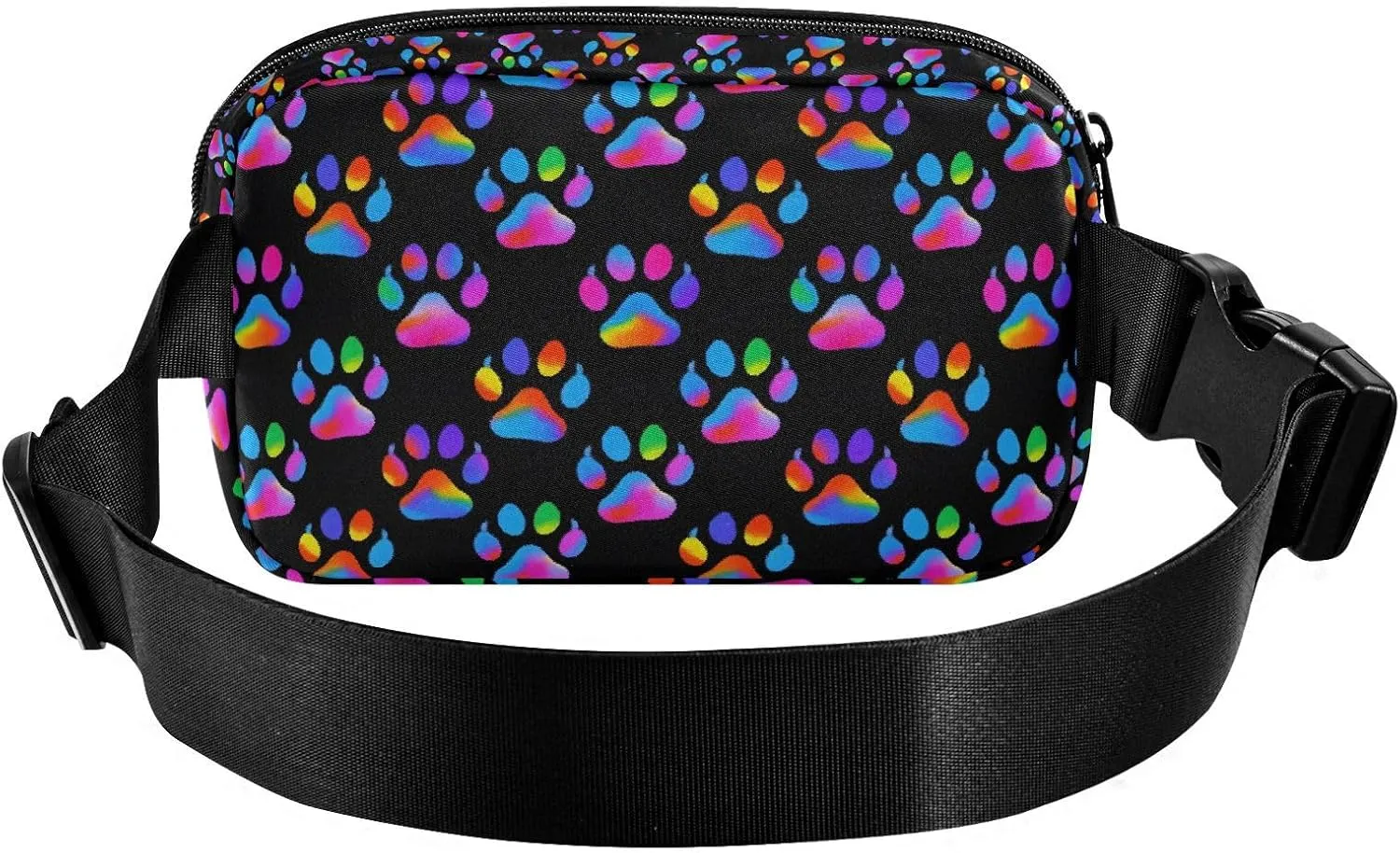 Fashion Waist Pack Crossbody Bags for Women Men with Adjustable Strap, Neon Dog Paw Crossbody Fanny Packs Mini Chest Belt Bag for Run Travel Outdoor Cycling Hiking