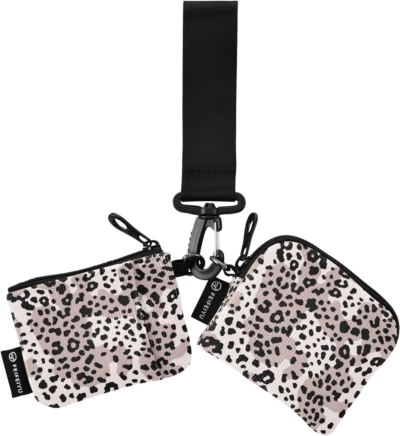 Fashionable Leopard Print Zip Around Wristlet Wallet for Women Portable Detachable Dual Pocket Keychain Wallet Wrist Wallet
