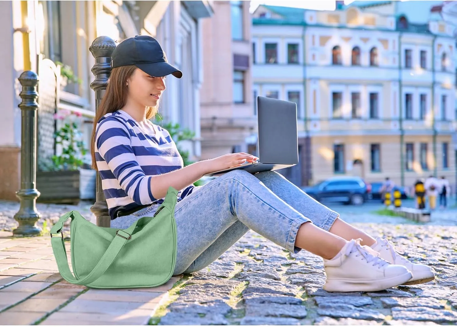FITDON Corduroy Crescent Crossbody Bag for Women Men, Small Sling Hobos Dumpling Bag Crescent Purse