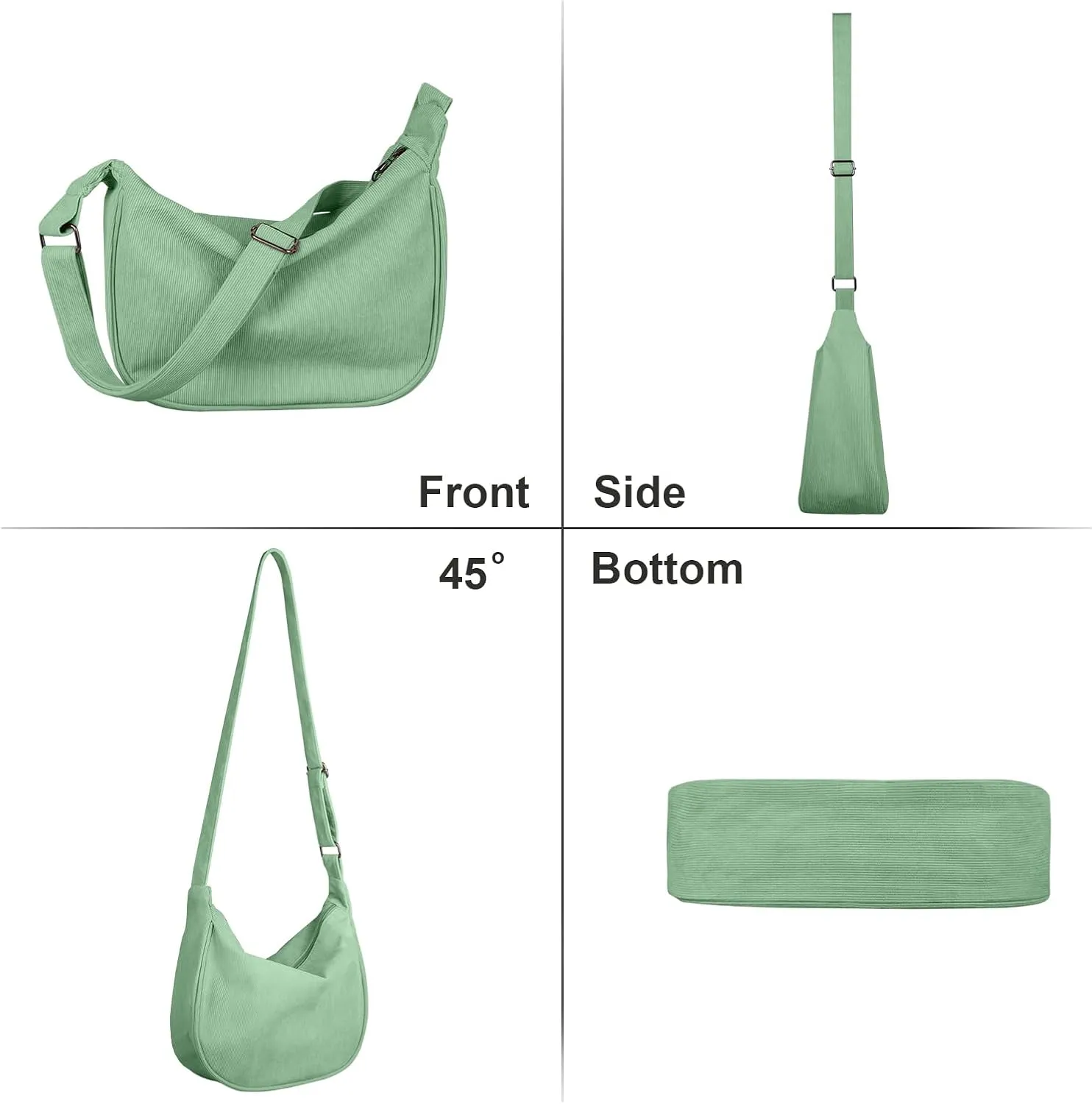 FITDON Corduroy Crescent Crossbody Bag for Women Men, Small Sling Hobos Dumpling Bag Crescent Purse