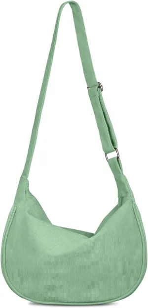 FITDON Corduroy Crescent Crossbody Bag for Women Men, Small Sling Hobos Dumpling Bag Crescent Purse