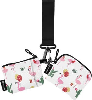 Flamingos Cactus and Balloons Wristlet Wallet for Women, Detachable Dual Pouch Wristlet, Mini Zip Around Wallet Portable Coin Purses
