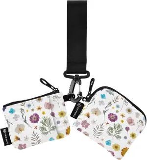 Flower Pattern Small Wallet for Women Portable Wristlet Keychain Coin Purse with 2 Zipper Pouches