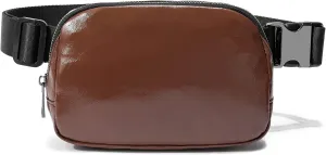 FODOKO Fanny Packs for Women Men, Fashionable PU Leather Belt Bag Waist Pack for Women with Adjustable Strap, Bum Bag for Running Hiking Travel Workout PU Brown)