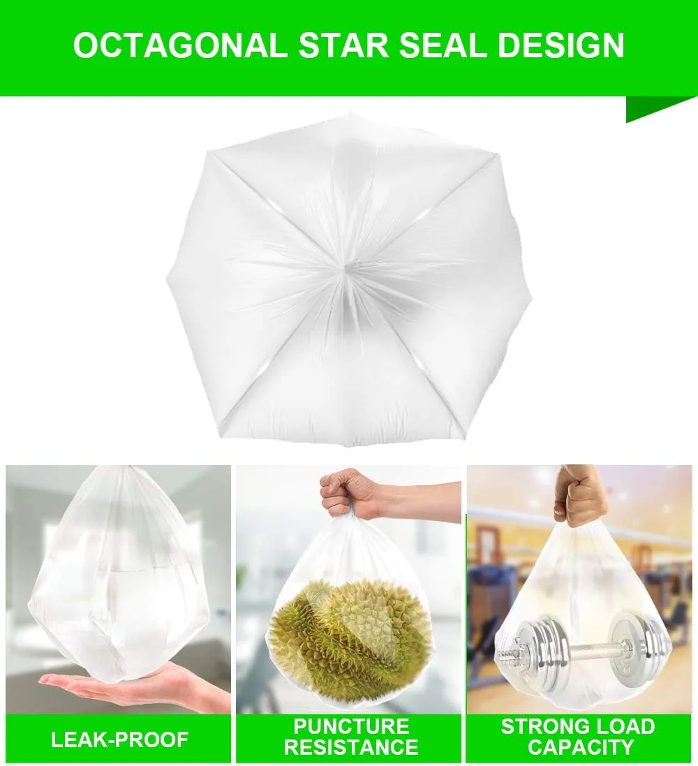 FORID 13 Gallon Trash Bags - Clear Plastic Garbage Bags Medium Tall Trash Can Liners for Kitchen Office Home Waste Bins Unscented One Box with 5 Roll 110 Count 55 Liter - Thick & Durable Trash Bag