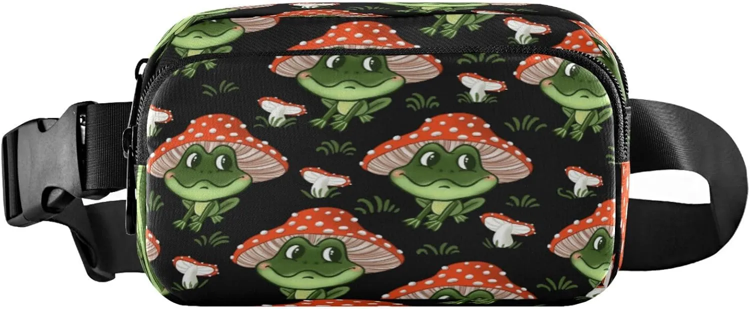 Frogs Mushrooms Belt Bag for Women Men Fanny Pack Small Waist Pouch Crossbody Bags for Outdoor Hiking Running Travel