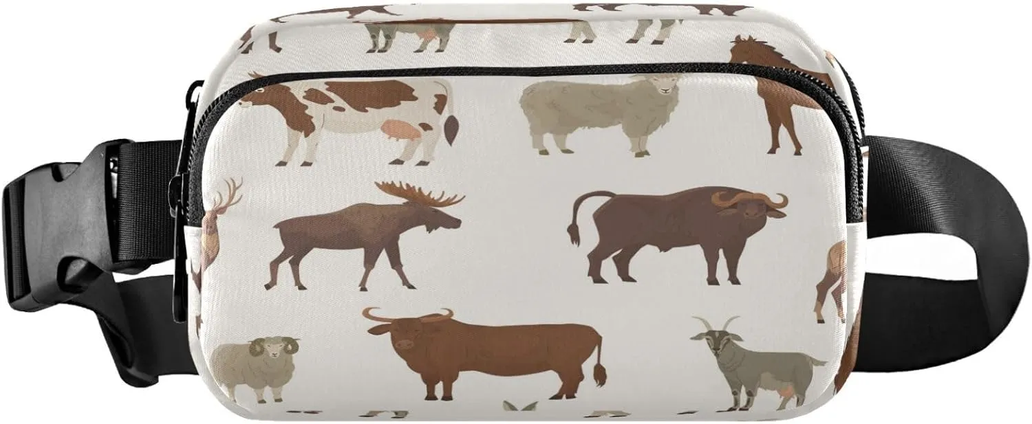 Funny Animal Belt Bag for Women Men Deer Fanny Pack Small Waist Pouch Crossbody Bags for Outdoor Hiking Running Travel