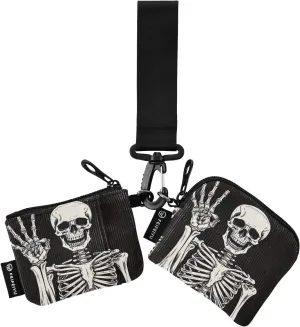 Funny Skeleton Zip Around Wristlet Wallet for Women Portable Detachable Dual Pocket Keychain Wallet Wrist Wallet