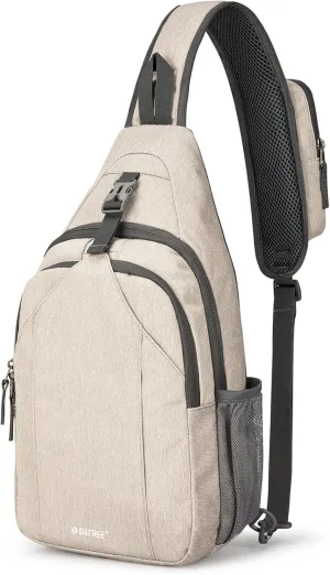 G4Free Sling Bag for women RFID Blocking Sling Backpack Crossbody Chest Bag Daypack for Hiking Travel(Ivory/Tan)