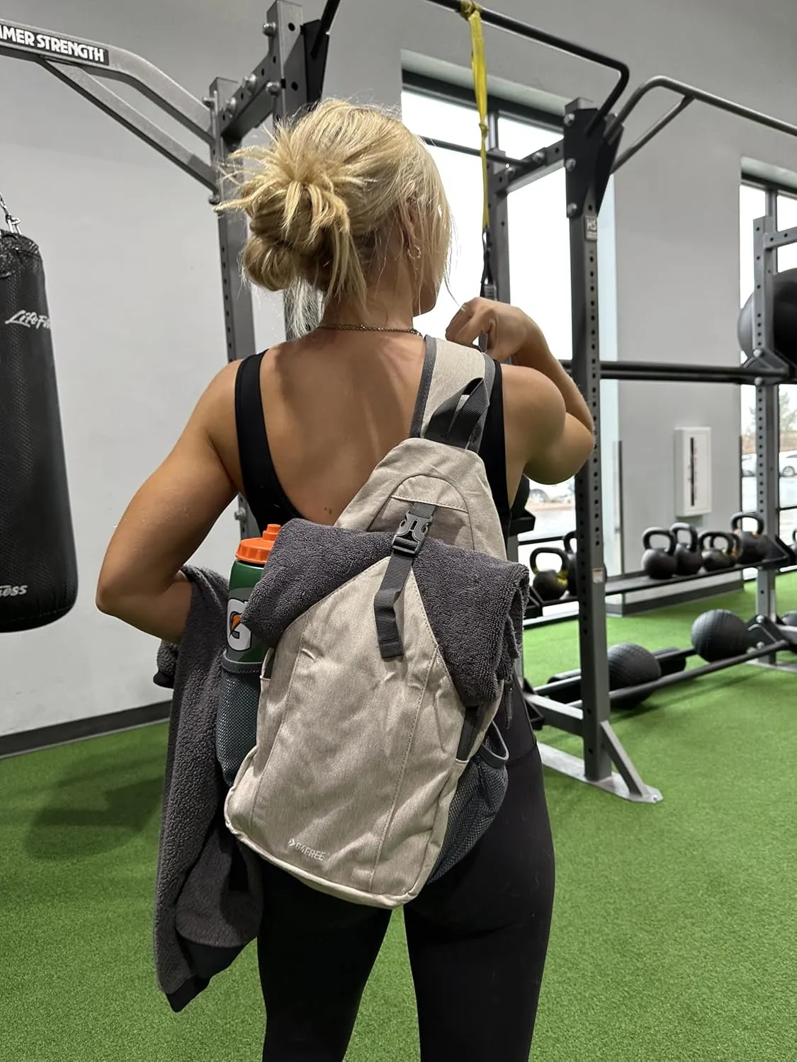 G4Free Sling Bag for women RFID Blocking Sling Backpack Crossbody Chest Bag Daypack for Hiking Travel(Ivory/Tan)