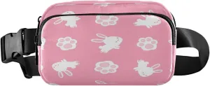 Gentle Pink Bunnies Paws Belt Bag for Women Men Fanny Pack Small Waist Pouch Crossbody Bags for Outdoor Hiking Running Travel
