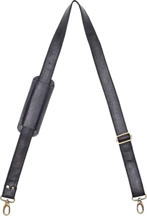 Genuine Leather Black Shoulder Strap Replacement Adjustable with Metal Hook for Messenger Briefcase Shoulder Duffel Laptop Bag