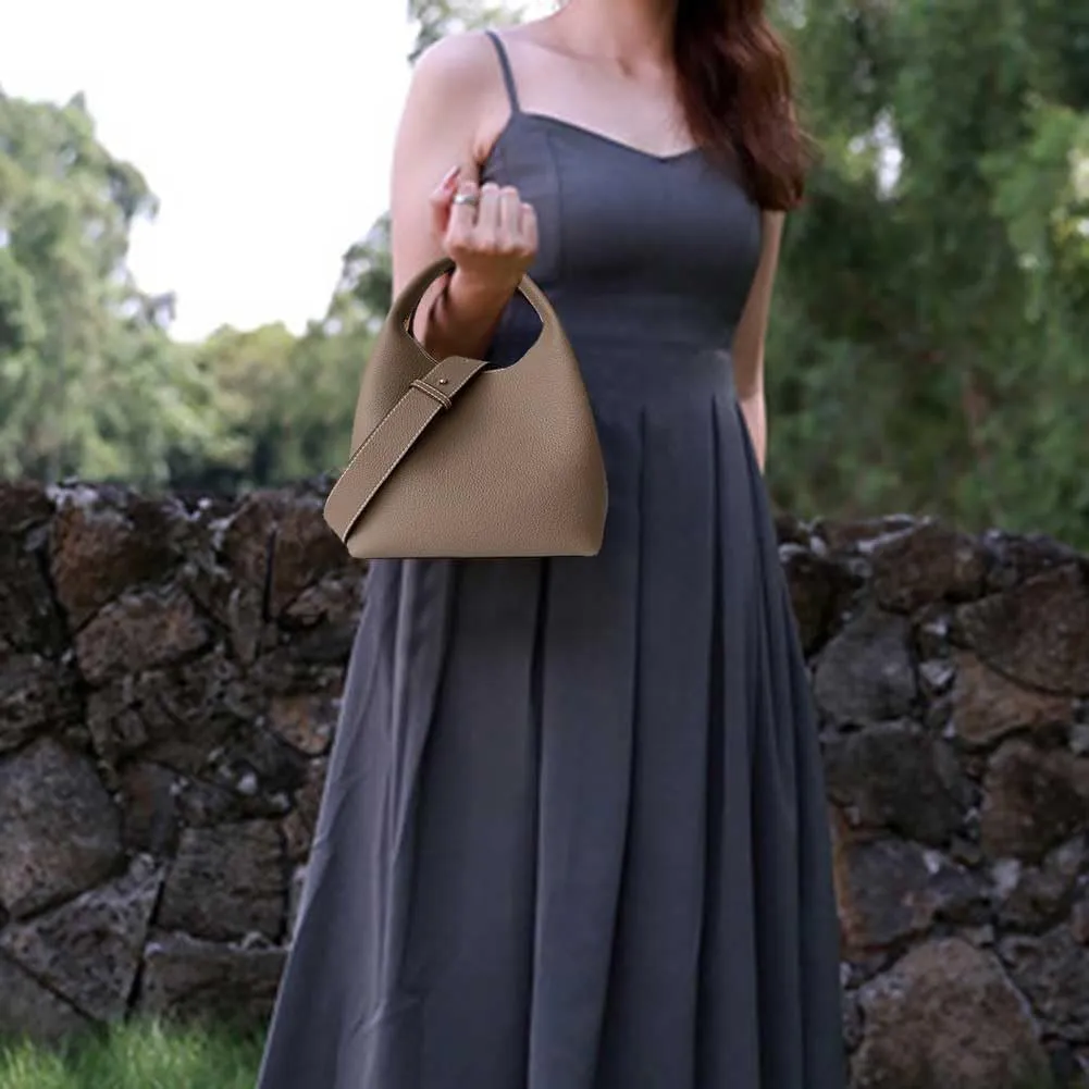 Genuine Leather Bucket Tote Bag Hobo Crossbody Bags for Women Trendy Purses Handbags Shoulder Purse Everyday Purse
