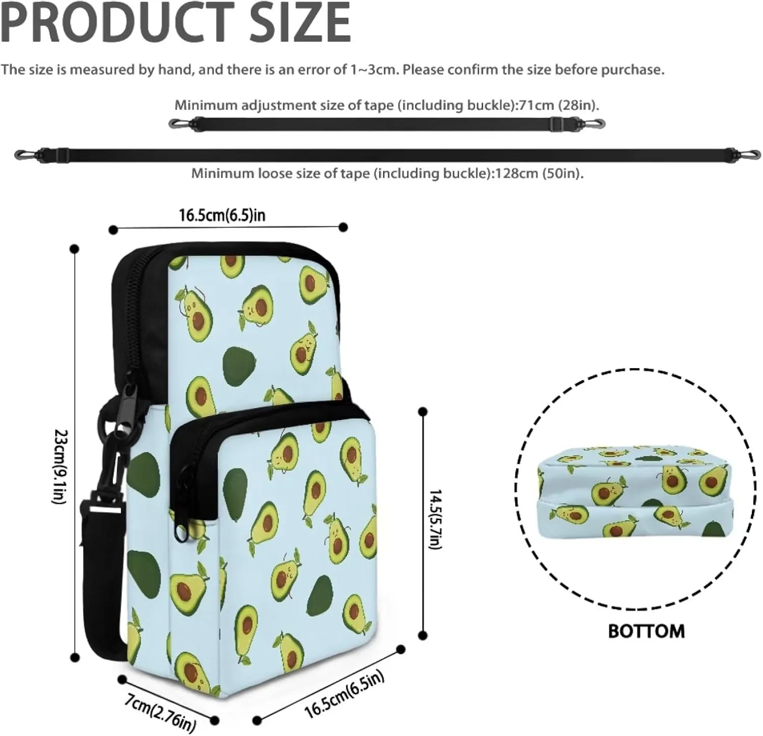 Girls Crossbody Shoulder Bags, 2 Layer Travel Messenger Bag Waist Pouches Purse Bag