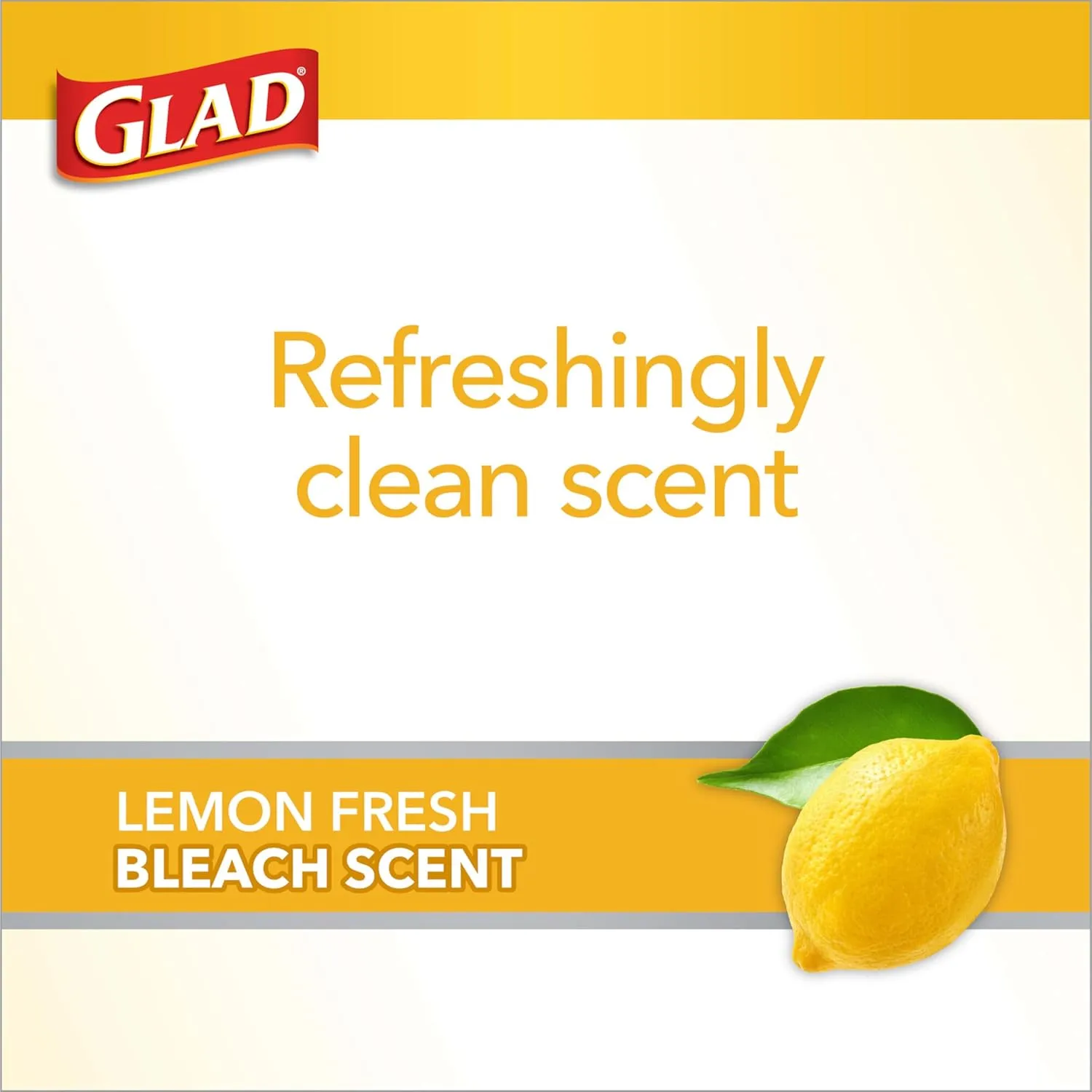Glad ForceFlex MaxStrength with Clorox Trash Bags, 13 Gal, Lemon Fresh Bleach, 90 Ct, Pack May Vary
