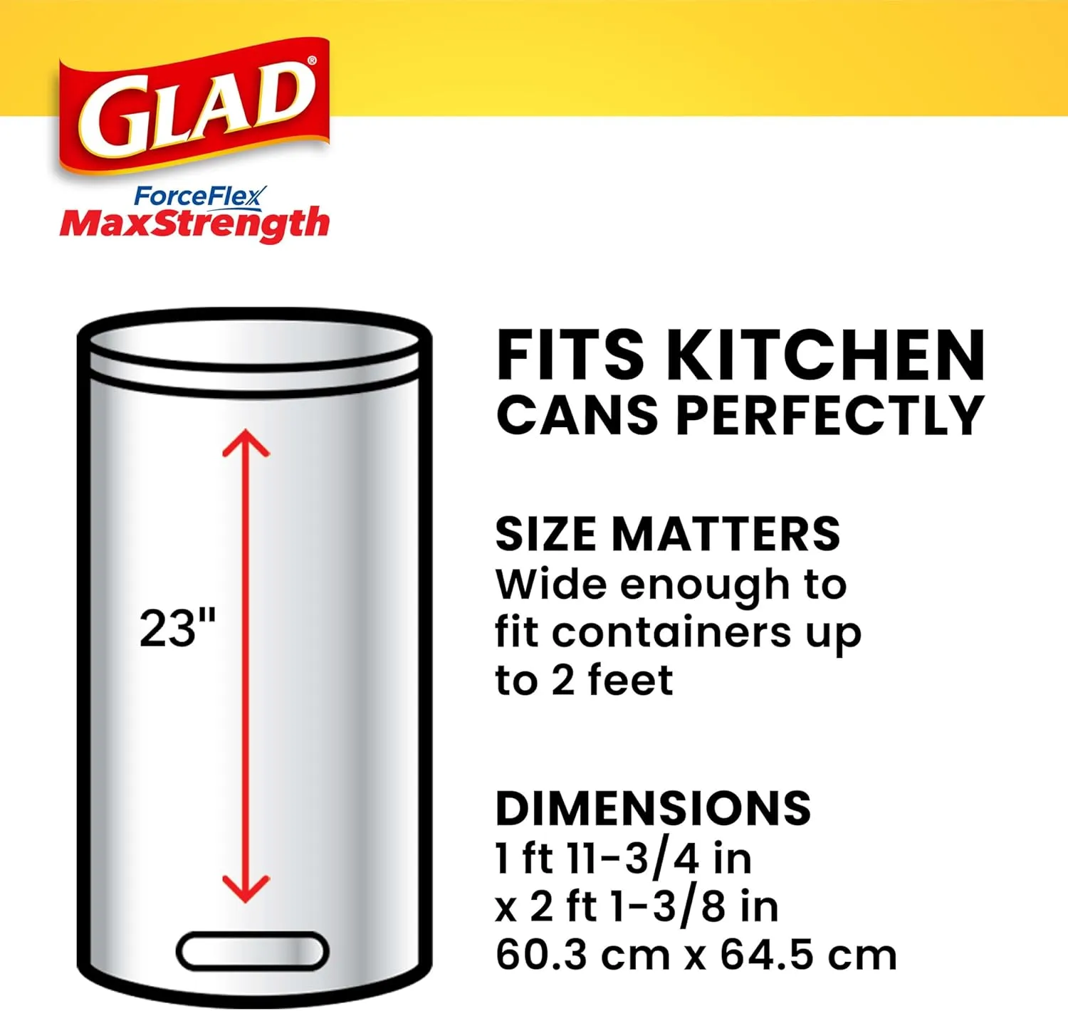 Glad ForceFlex MaxStrength with Clorox Trash Bags, 13 Gal, Lemon Fresh Bleach, 90 Ct, Pack May Vary