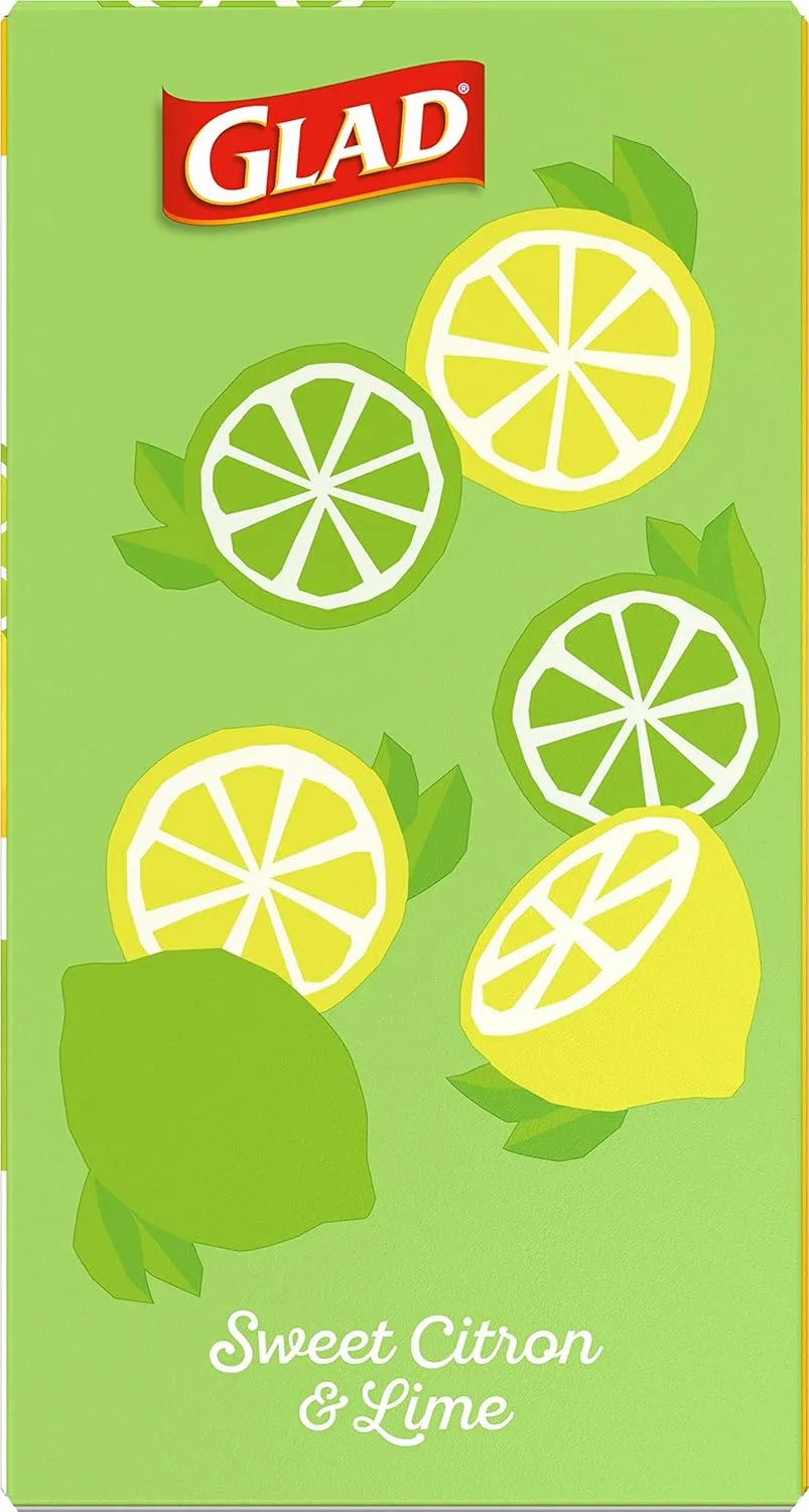 Glad Odorshield Small Drawstring Trash Bags, 4 Gal, Sweet Citron and Lime, 80 Ct, Pack May Vary
