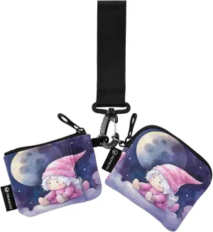 Gnome Moon Zip Around Wristlet Wallet for Women Portable Detachable Dual Pocket Keychain Wallet Wrist Wallet