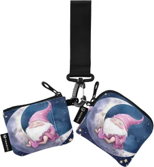 Gnome Moon Zip Around Wristlet Wallet for Women Portable Detachable Dual Pocket Keychain Wallet Wrist Wallet