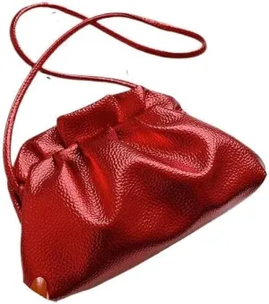 Gold Cloud Bag for Women Leather Hobos Retro Cloud Crossbody Bag Small Bag Design Clutch Clip Bag Female Bags (Color : Red)