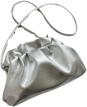 Gold Cloud Bag For Women Leather Hobos Retro Cloud Crossbody Bag Small Bag Design Clutch Clip Bag Female Bags (Color : White)