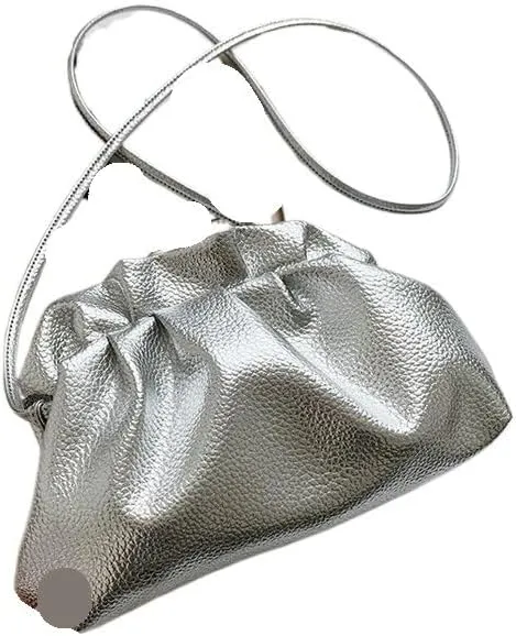 Gold Cloud Bag For Women Leather Hobos Retro Cloud Crossbody Bag Small Bag Design Clutch Clip Bag Female Bags (Color : White)