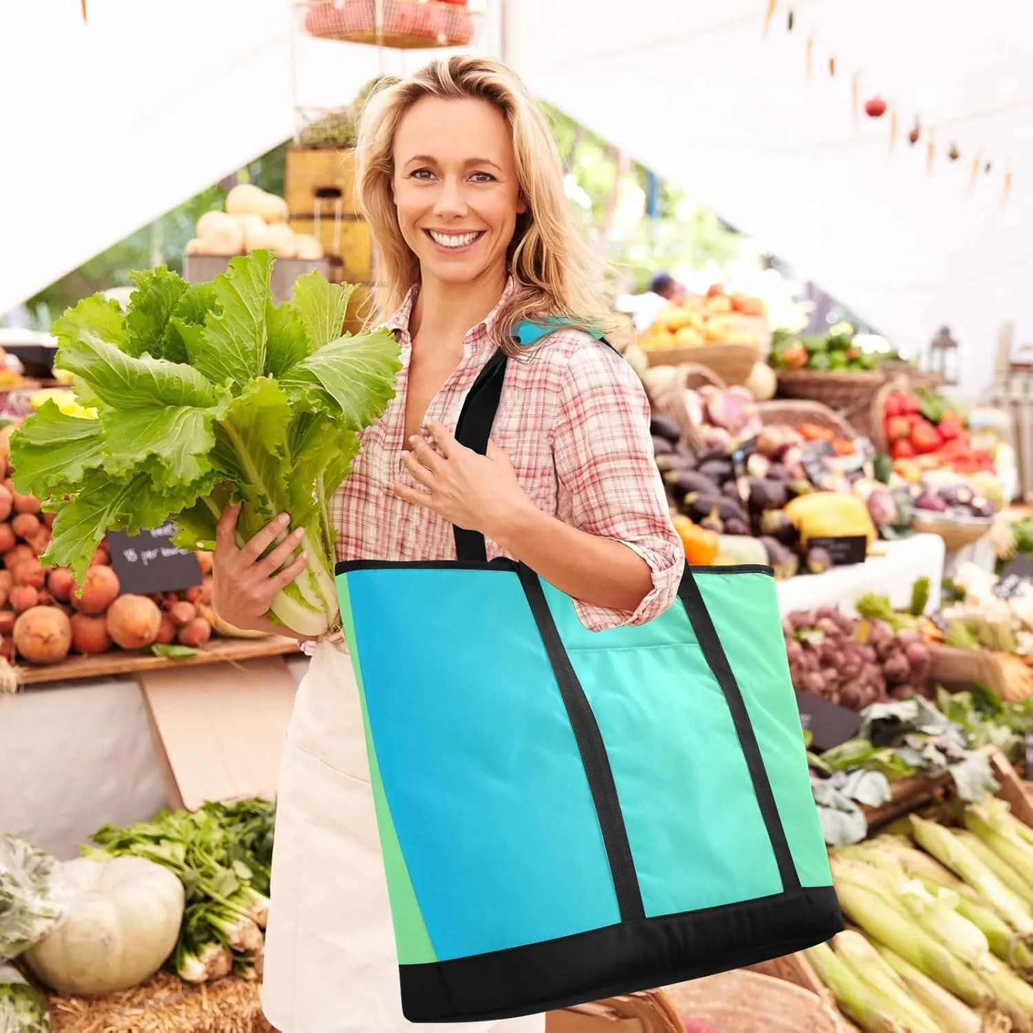 Gradients Tote Bag for Women with Zipper Reusable Grocery Bags Insulated Cooler Bag Shopping Bags Handbags Totes